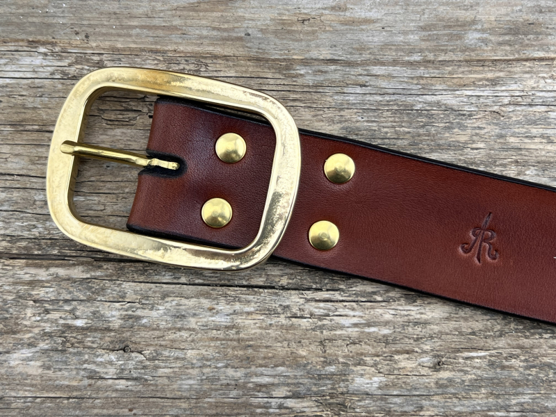 Preview: Gürtel mit Doppelstegschließe (Cognac)