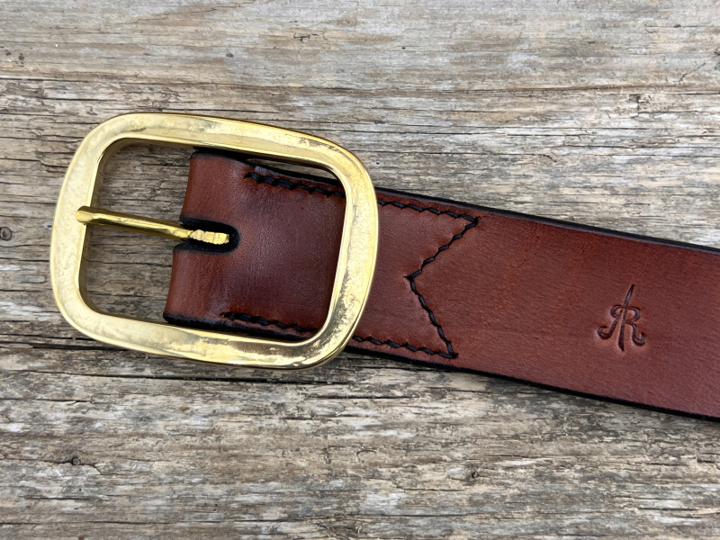 Preview: Gürtel mit Doppelstegschließe (Cognac)