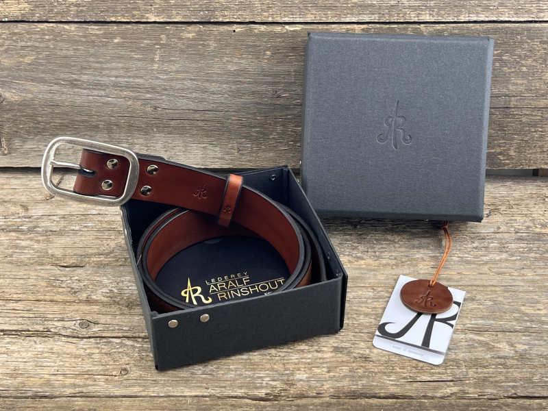 Preview: Gürtel mit Doppelstegschließe (Cognac)