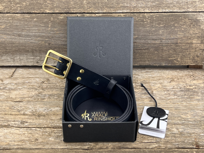 Preview: Gürtel mit Doppeldornschließe (Schwarz)