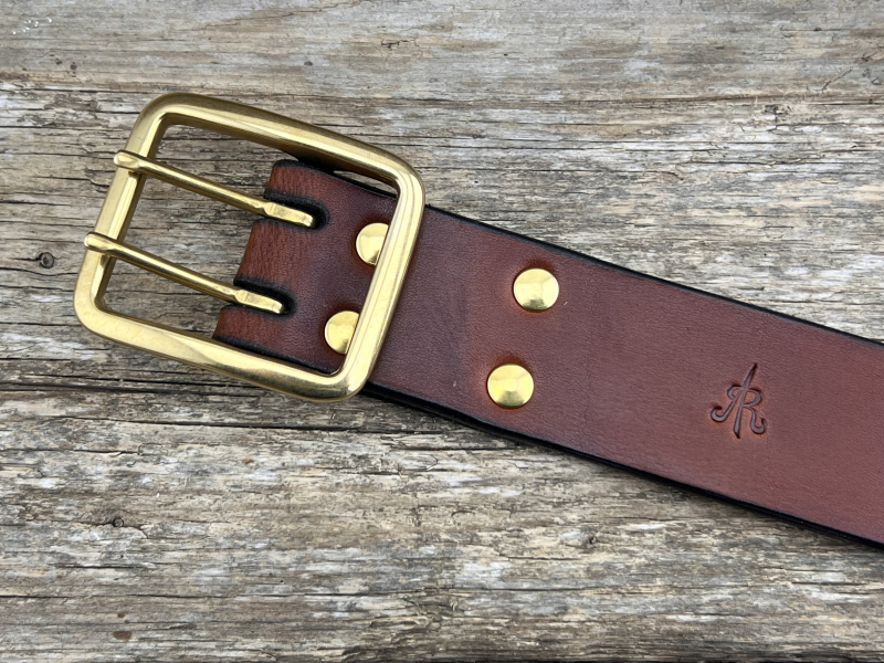 Preview: Gürtel mit Doppeldornschließe (Cognac)