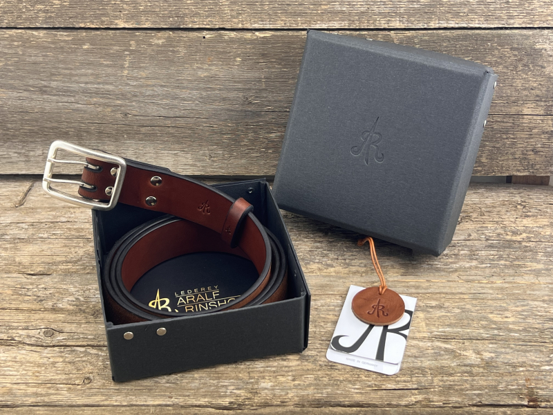 Preview: Gürtel mit Doppeldornschließe (Cognac)