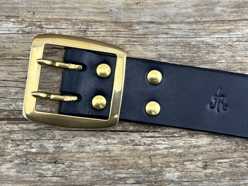 Preview: Gürtel mit Doppeldornschließe (Schwarz)