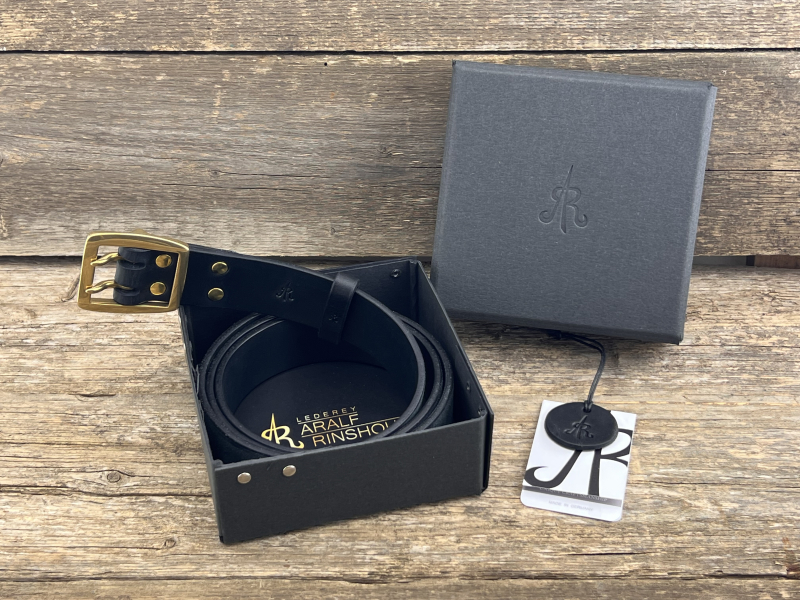 Preview: Gürtel mit Doppeldornschließe (Schwarz)