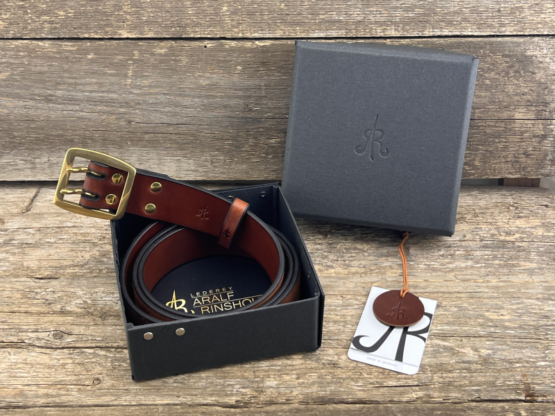 Preview: Gürtel mit Doppeldornschließe (Cognac)