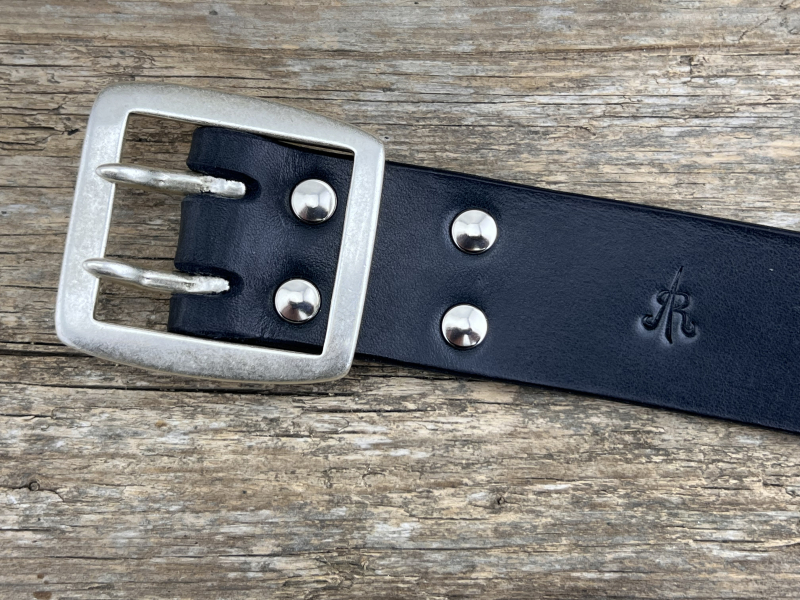 Preview: Gürtel mit Doppeldornschließe (Schwarz)