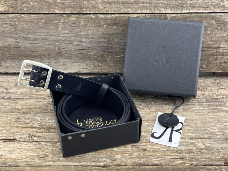 Preview: Gürtel mit Doppeldornschließe (Schwarz)