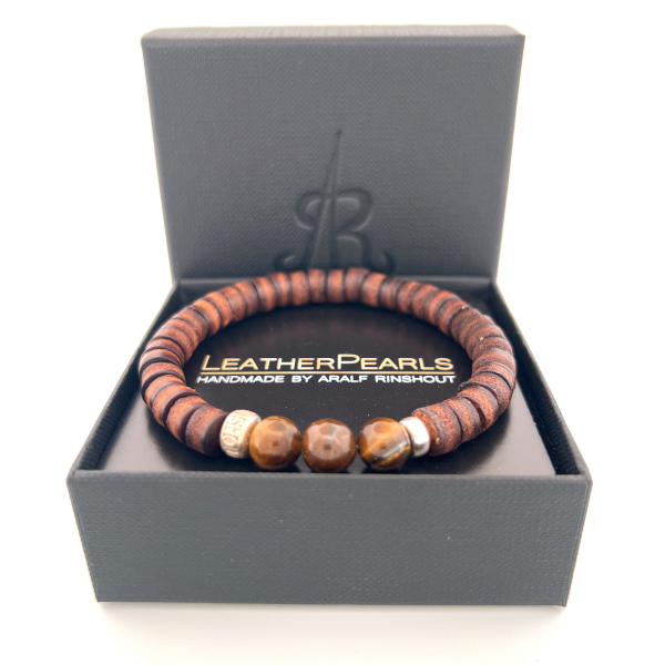 Preview: LeatherPearl Armband mit Tigerauge
