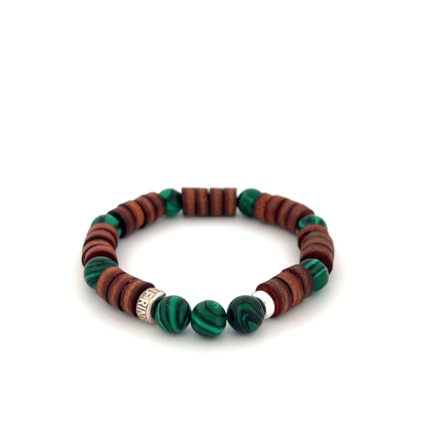 LeatherPearl Armband mit Malachit