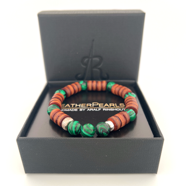 Preview: LeatherPearl Armband mit Malachit
