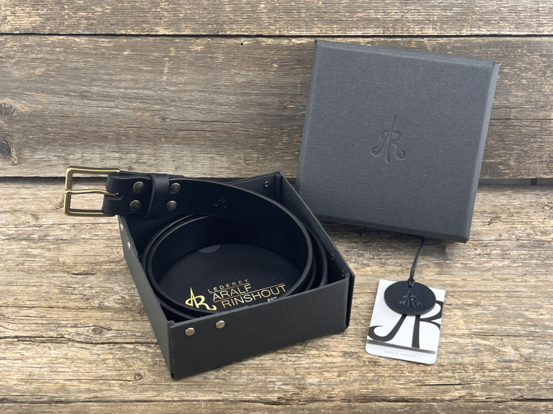 Preview: Gürtel mit Halbschließe 35 mm (Schwarz)