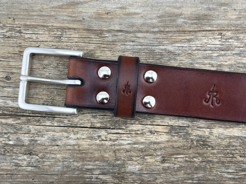 Preview: Gürtel mit Halbschließe 35 mm (Cognac)