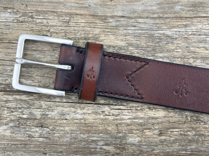 Preview: Gürtel mit Halbschließe 35 mm (Cognac)