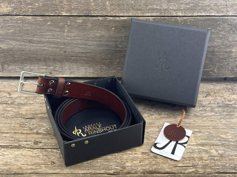 Preview: Gürtel mit Halbschließe 35 mm (Cognac)