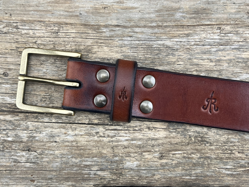 Preview: Gürtel mit Halbschließe 35 mm (Cognac)