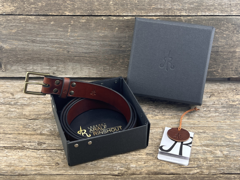 Preview: Gürtel mit Halbschließe 35 mm (Cognac)