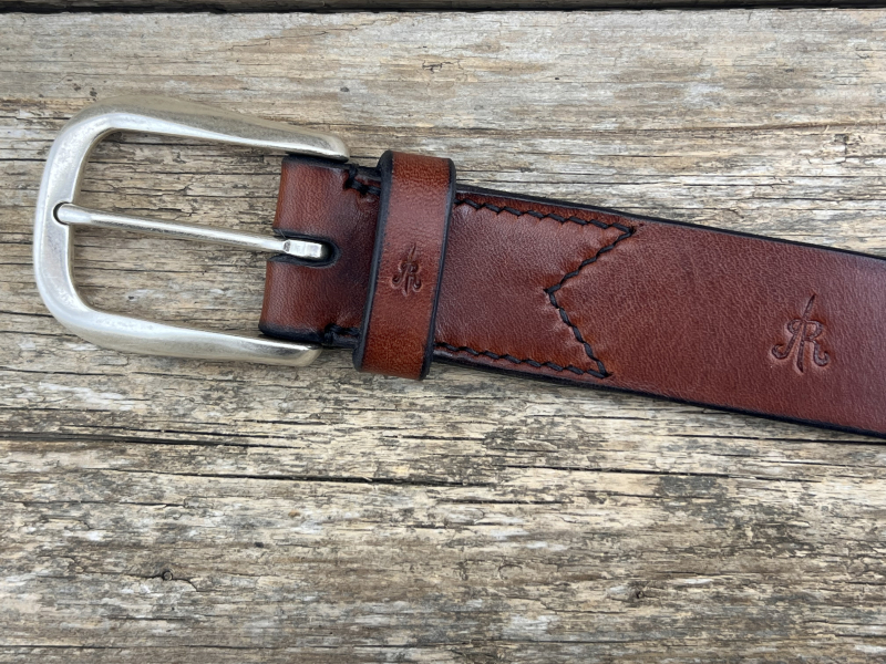 Preview: Gürtel mit Halbschließe 35 mm (Cognac)