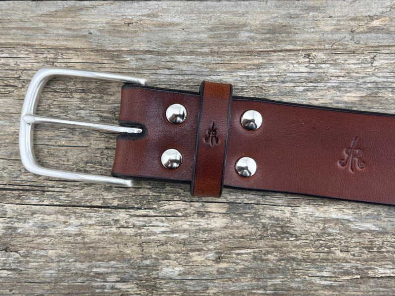 Preview: Gürtel mit Halbschließe (Cognac)