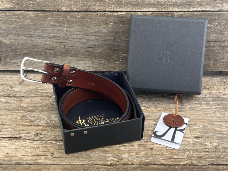 Preview: Gürtel mit Halbschließe (Cognac)