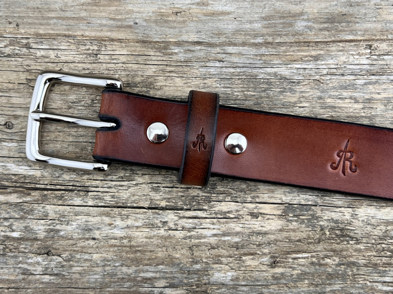 Preview: Gürtel mit Halbschließe 30 mm (Cognac)