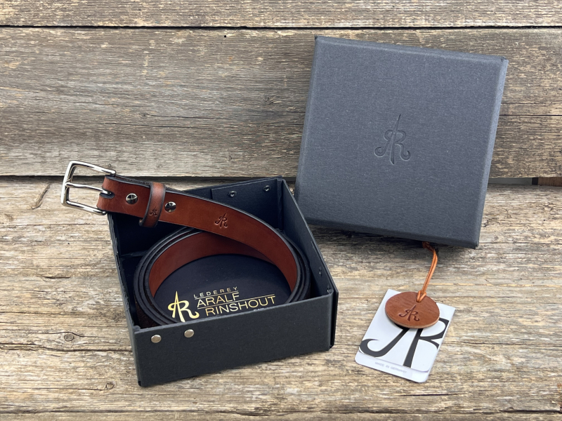 Preview: Gürtel mit Halbschließe 30 mm (Cognac)