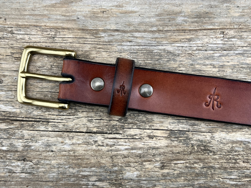 Preview: Gürtel mit Halbschließe 30 mm (Cognac)