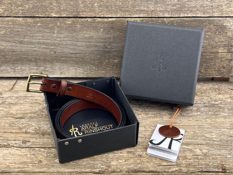 Preview: Gürtel mit Halbschließe 30 mm (Cognac)