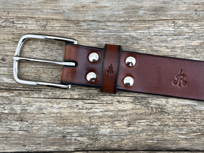 Preview: Gürtel mit Halbschließe 35 mm (Cognac)