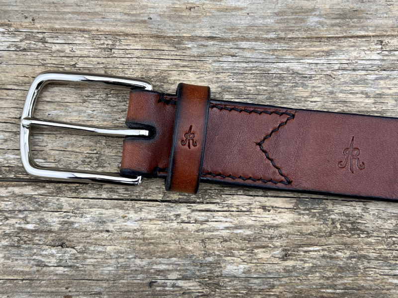 Preview: Gürtel mit Halbschließe 35 mm (Cognac)