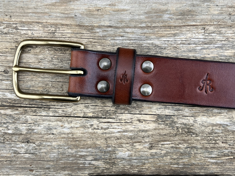 Preview: Gürtel mit Halbschließe 35 mm (Cognac)