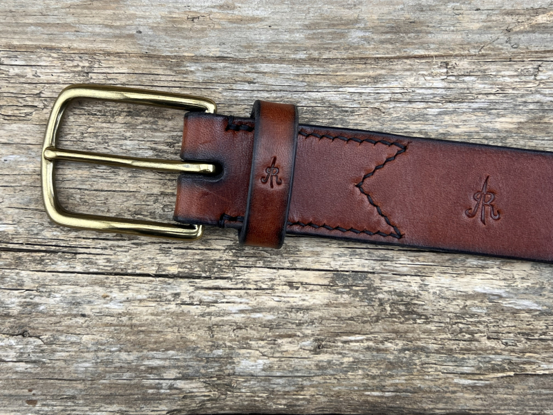 Preview: Gürtel mit Halbschließe 35 mm (Cognac)