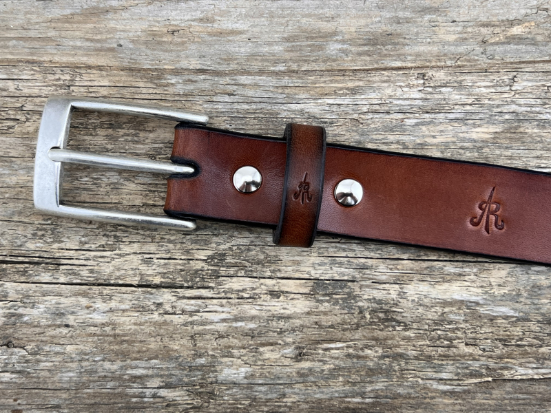 Preview: Gürtel mit Halbschließe 30 mm (Cognac)