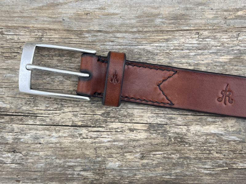 Preview: Gürtel mit Halbschließe 30 mm (Cognac)