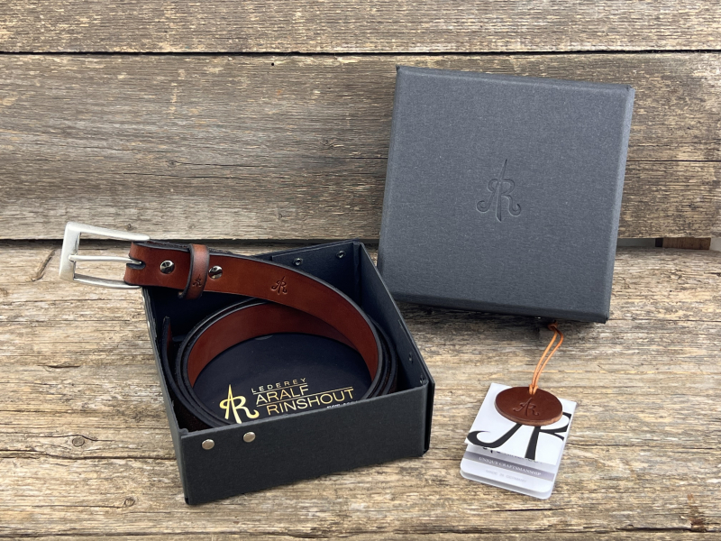 Preview: Gürtel mit Halbschließe 30 mm (Cognac)