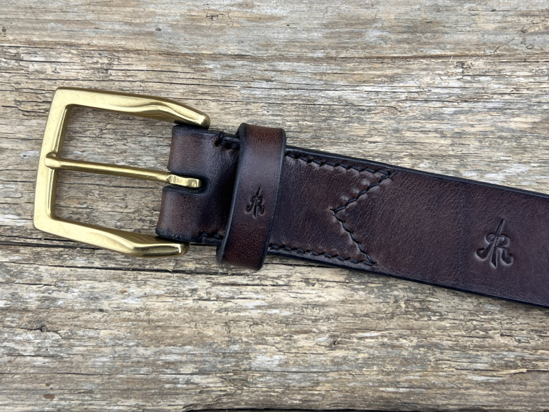 Preview: Gürtel mit Halbschließe 35 mm (Braun)