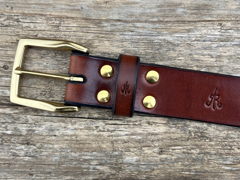 Preview: Gürtel mit Halbschließe 35 mm (Cognac)