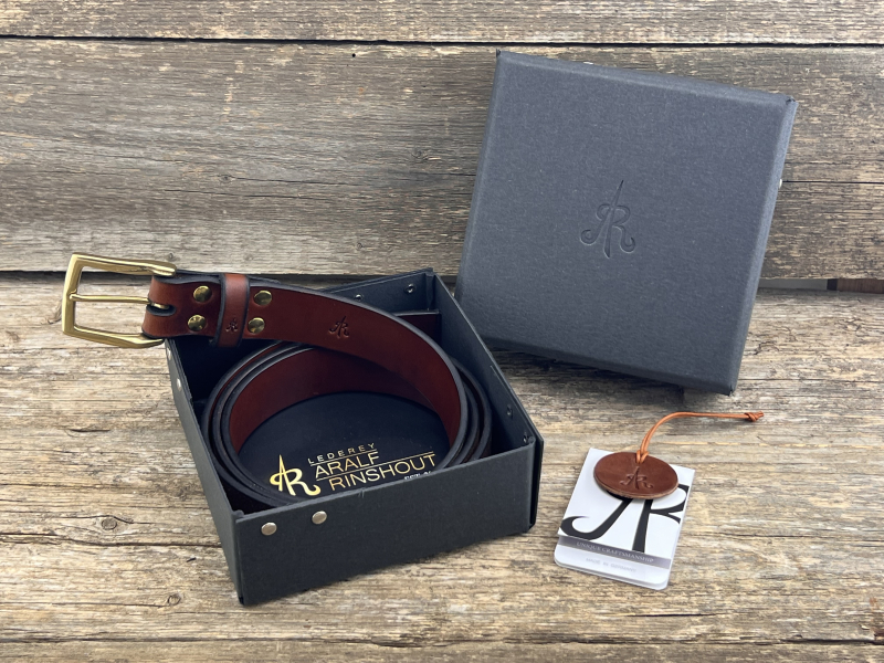 Preview: Gürtel mit Halbschließe 35 mm (Cognac)