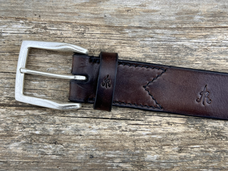 Preview: Gürtel mit Halbschließe 35 mm (Braun)