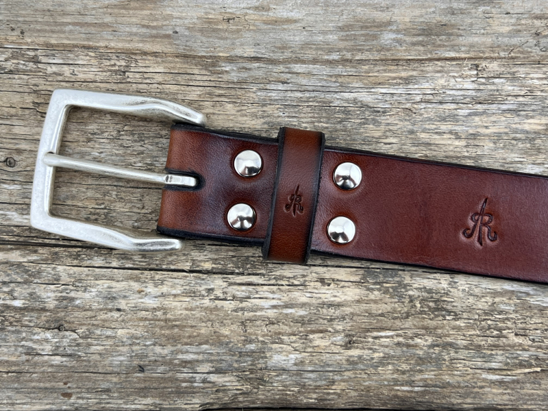 Preview: Gürtel mit Halbschließe 35 mm (Cognac)