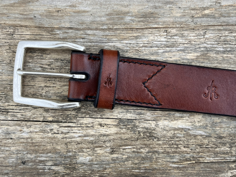 Preview: Gürtel mit Halbschließe 35 mm (Cognac)