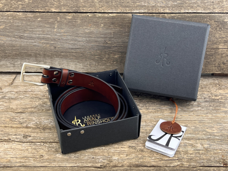 Preview: Gürtel mit Halbschließe 35 mm (Cognac)