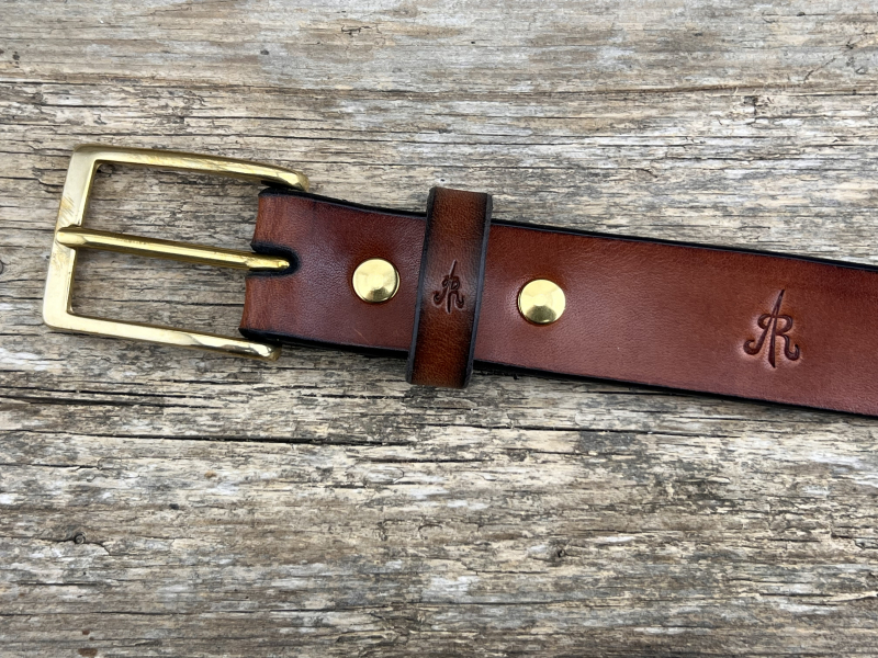 Preview: Gürtel mit Halbschließe 30 mm (Cognac)