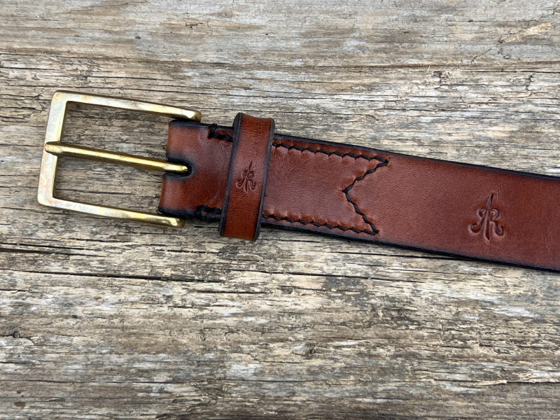 Preview: Gürtel mit Halbschließe 30 mm (Cognac)