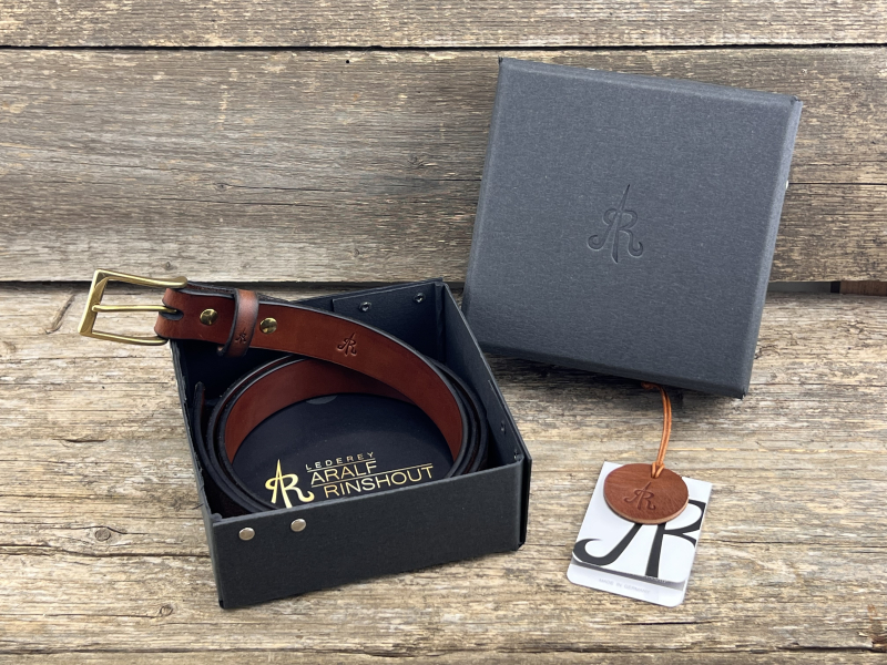 Preview: Gürtel mit Halbschließe 30 mm (Cognac)