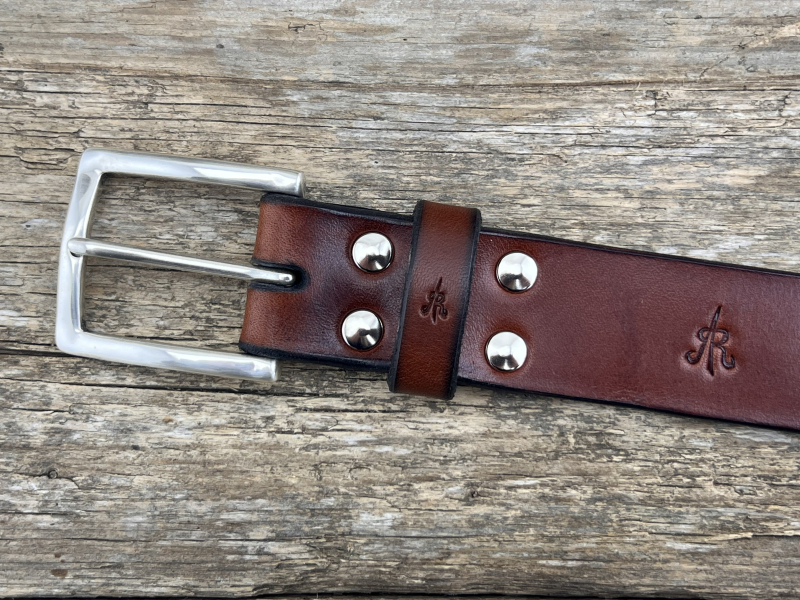 Preview: Gürtel mit Halbschließe 35 mm (Cognac)