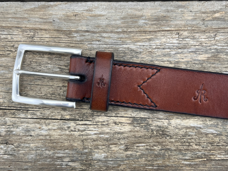 Preview: Gürtel mit Halbschließe 35 mm (Cognac)