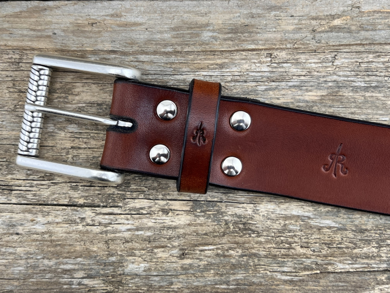 Preview: Gürtel mit Rollschließe 40 mm (Cognac)