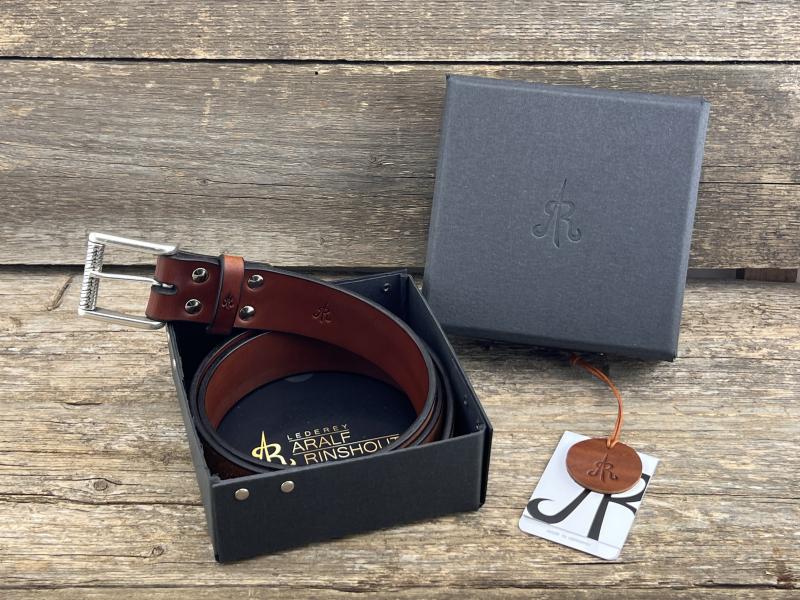 Preview: Gürtel mit Rollschließe 40 mm (Cognac)