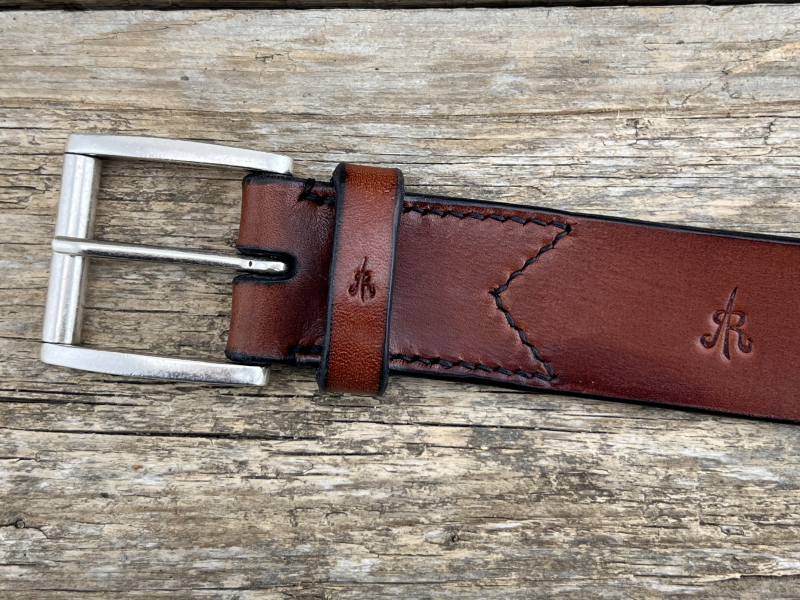 Preview: Gürtel mit Rollschließe 40 mm (Cognac)