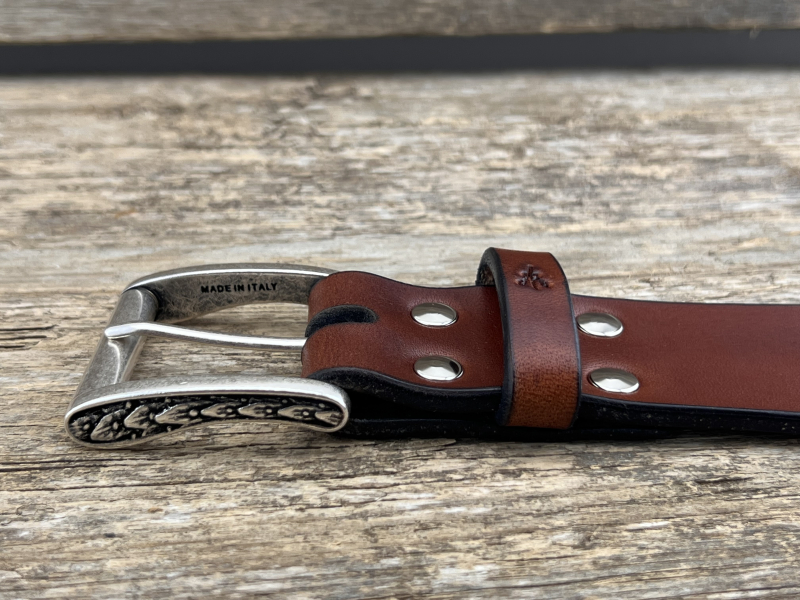 Preview: Gürtel mit Rollschließe 40 mm (Cognac)